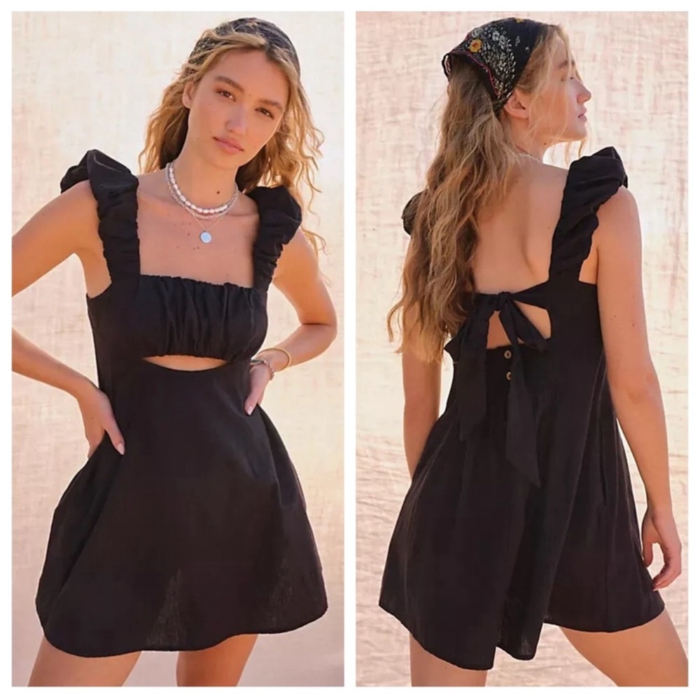 Free People Midnight Black Textured Dress